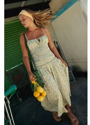 FREE PEOPLE Lavender Daze Dress in Green Combo Size Medium NWT thumbnail 1
