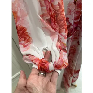 Oscar De La Renta Pink Label Floral Satin Robe Dressing Gown M Belted Romantic thumbnail 4