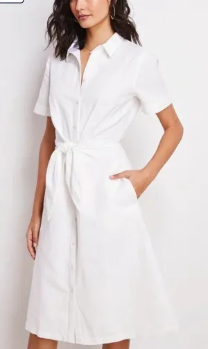 Vineyard Vines Women's‎ White Westerly Tie-Front Linen Shirt Dress Size 2 thumbnail 1