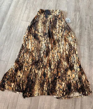 Snake-Print Maxi Skirt in Brown thumbnail 1