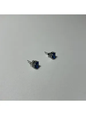 Blue Gemstone Stud Earrings retro vintage unmarked cobalt blue regency costume thumbnail 8