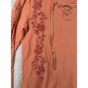 Sundance Catalog Orange Embroidered Sweatshirt Size M Boho Western Beachy thumbnail 2