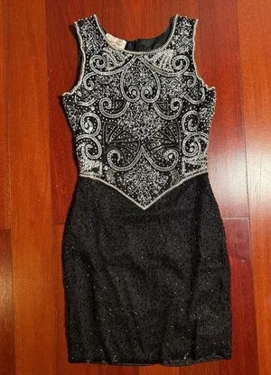 Laurence Kazar beaded mini dress thumbnail 1