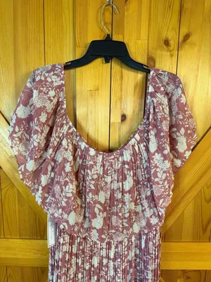 Premier Amour Pink Floral Off-the-Shoulder Pleated Maxi Dress NWT Size 18 (7675) thumbnail 7