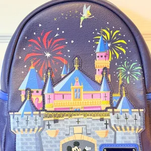 Disney Parks Loungefly Disneyland Sleeping Beauty Castle Fireworks Mini Backpack thumbnail 4