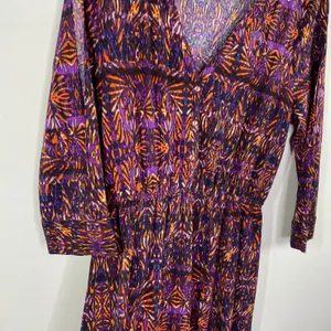 Jack by BB Dakota Purple Orange Printed V-Neck Maxi Dress Women's Size Medium M thumbnail 6