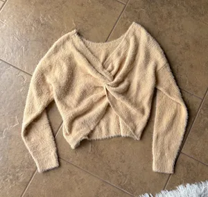 Hollister Reversible Cream Knot Sweater thumbnail 1