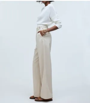Madewell Harlow Wide Leg Pants in Drapey Twill - Harvest Moon Size 8 thumbnail 2