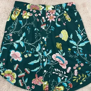 Ann Taylor Loft floral print button XS lined skirt thumbnail 1