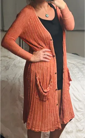 Free People Coral Long Duster Cardigan thumbnail 4