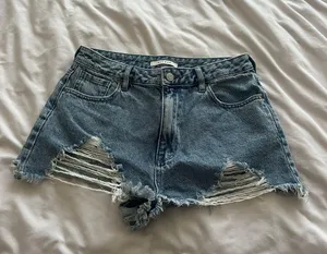 PacSun High Waisted Distressed Denim Shorts thumbnail 1