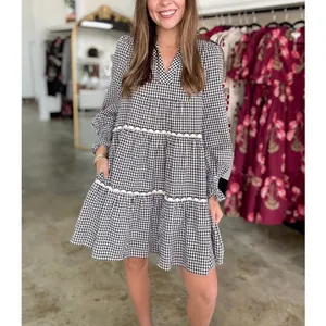 NEW Tuckernuck Pomander Place Navy Gingham Kenzie Dress Size Small thumbnail 2