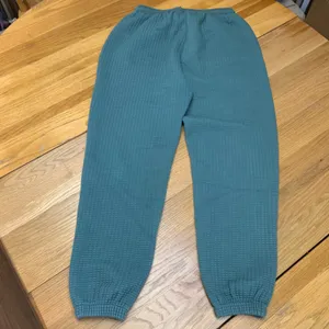Love Fitness Women Large Teal‎ Green Waffle Knit Joggers Drawstring Lounge Pants thumbnail 4