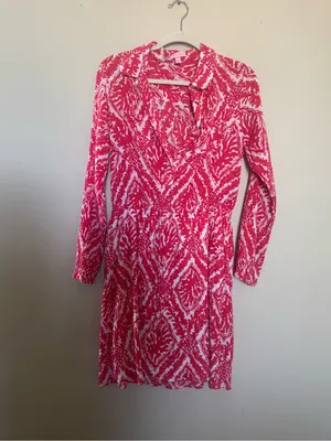 Lilly Pulitzer Coral-Pink Printed Shirt Dress thumbnail 2