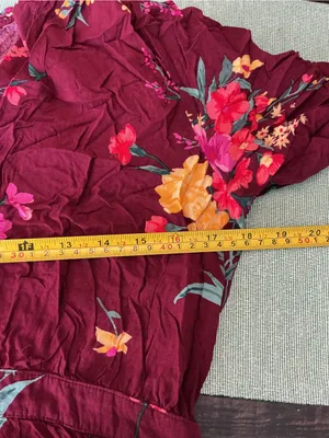 Old Navy Floral Burgundy Boho Dress Size M thumbnail 8