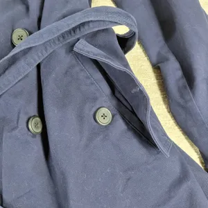 Gap Belted Trench Jacket Womens XXL Navy Blue Cotton Lined Double Breasted thumbnail 9