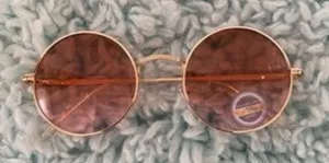 Round Orange Lens and Gold Metal Frames Sunglasses NWOT thumbnail 1