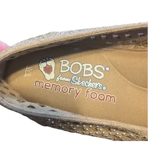 BOBS From Skechers Memory Foam Tan Espadrilles Rhinestone Wedge Platform Women 5 thumbnail 5