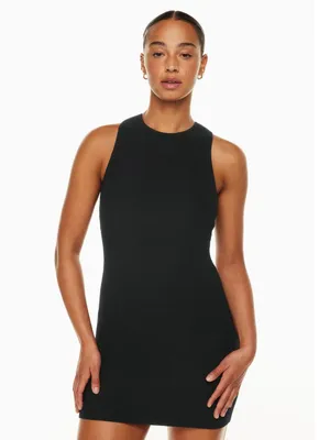NEW Aritzia Babaton Sculpt Knit Racer Mini Dress Black Ribbed Bodycon Womens S thumbnail 2