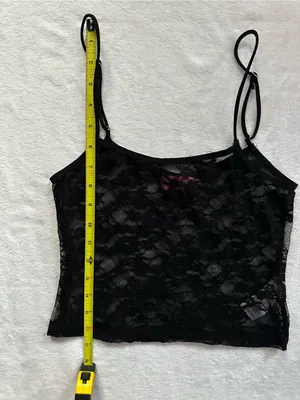 Edikted Gianna Sheer Lace Tank Top Black Size Small Floral Spaghetti Strap thumbnail 3