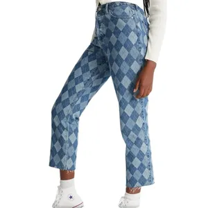 PacSun Eco Diamond Print High Waisted Straight Leg Jeans thumbnail 2