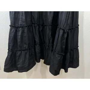 KOJOOIN Maxi Dress Smocked Sundress Tie Strap Tiered Casual Black 2XL Flowy‎ thumbnail 7
