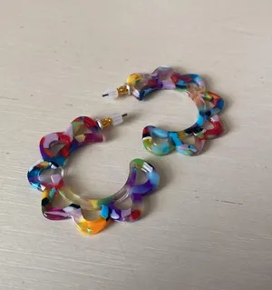 NWOT Altar d’state resin multicolor flower hoop earrings thumbnail 2
