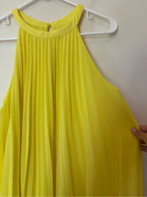 ZARA Pleated Halter Neck Sleeveless A-Line Mini Dress Yellow Sz XS thumbnail 7