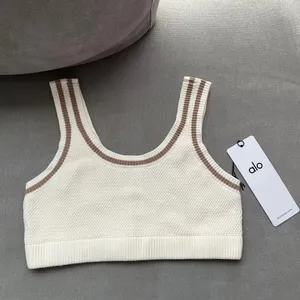 Alo Yoga Tennis Club Sweater Knit Bra Ivory/Gravel S thumbnail 2