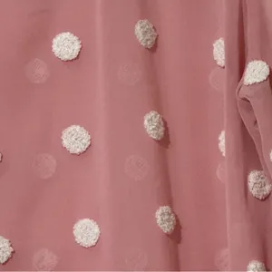 Elegant Sheer Blouse with White Polka‎ Dots Pink Size L thumbnail 3