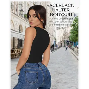 NEW Black Crew Neck Sleeveless Bodysuits Racerback Leotard S thumbnail 6