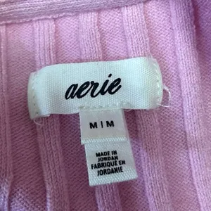 Aerie Pink Ribbed Knit Button V-neck Long Sleeve Crop Cardigan Sweater Top Sz M thumbnail 3