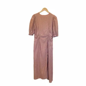 Zara Gathered Waist Puff Sleeve Pink Plaid Midi Dress S Style 4786/056 thumbnail 2