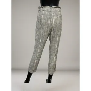 Free People Cotton Blend Light Weight‎ Gray Striped Cropped Pants Size 0 thumbnail 4