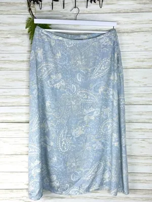 Vintage Boho Light Blue Yellow Paisley Maxi Skirt thumbnail 1
