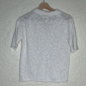 Velvet‎ Torie Linen Cotton Polo Knit Top Moon White Women Medium thumbnail 4