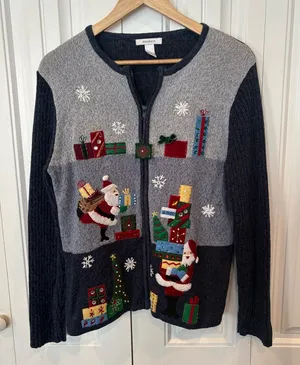 Dress Barn Christmas Zip Up Sweater‎ Size XL thumbnail 1