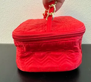 Red Pink Mary Kay makeup bag with gold chain handle #glam #makeup bag New thumbnail 5