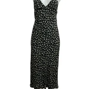 Urban Outfitters Ramona Black Floral Sleeveless Midi Cami Tank A-Line Dress XS thumbnail 4