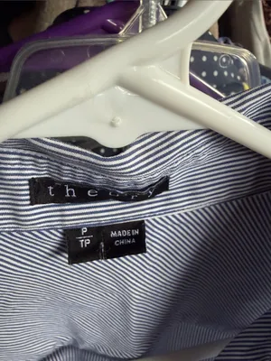 Theory Women’s Light Blue Micro-Striped Dress Shirt P/PT thumbnail 2