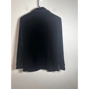 Lauren Ralph Lauren Womens PS Black Velvet Crest Pajama Top Button Down Cardigan thumbnail 6