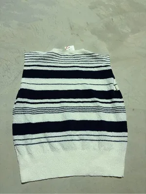 Skies are blue NWT terry cloth Striped Sweater tank navy medium MSRP$53 thumbnail 7