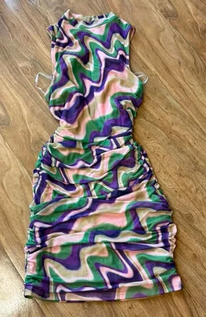 Multicolor Abstract Pattern Dress Pink Size M thumbnail 1