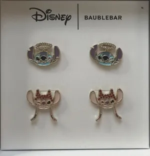 Disney BaubleBar Stitch Angel‎ Earring Set Rhinestone Halo Devil Pop Art NIB thumbnail 1