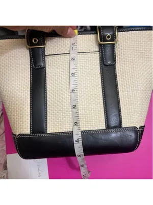 Coach Straw & Leather Tote Bag Beige Black small size thumbnail 10