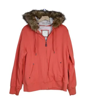 Green Tea Women's L Fur Trimmed Hooded Zip Front Jacket thumbnail 1