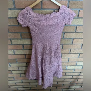 City Studio Juniors Off Shoulder High Low Dress Sparkle Pink Juniors Size 0 thumbnail 3
