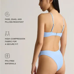 NWT Quince Women's Clear Blue Sky V Neck Bikini Top Sz M - Sold out online thumbnail 4