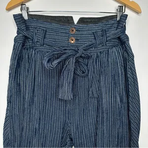 Free People Rumors Yarn Dye Blue Striped Harem Pants Size 6 thumbnail 6