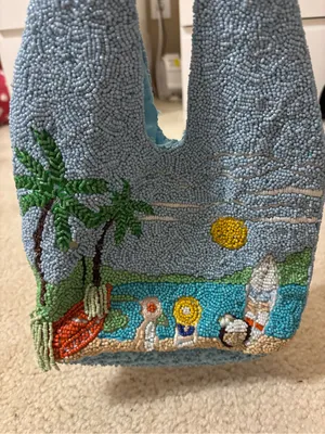 Marshall’s Blue Beaded Beach Scene Bag thumbnail 2